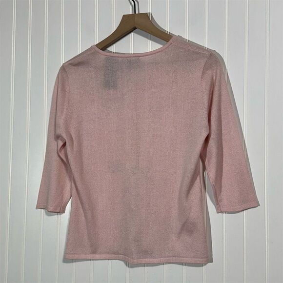 Kathie Lee Collection Pink Embroidered Cardigan Sweater S Balletcore Coquette - Picture 7 of 8